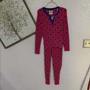 Abercrombie & Fitch Pink Pajama Set with Black Polka Dots